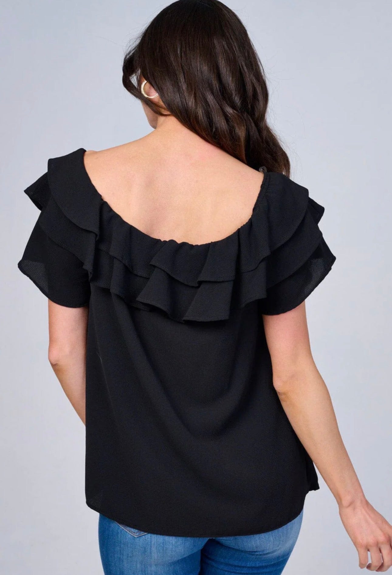 Short Sleeve Ruffle Blouse