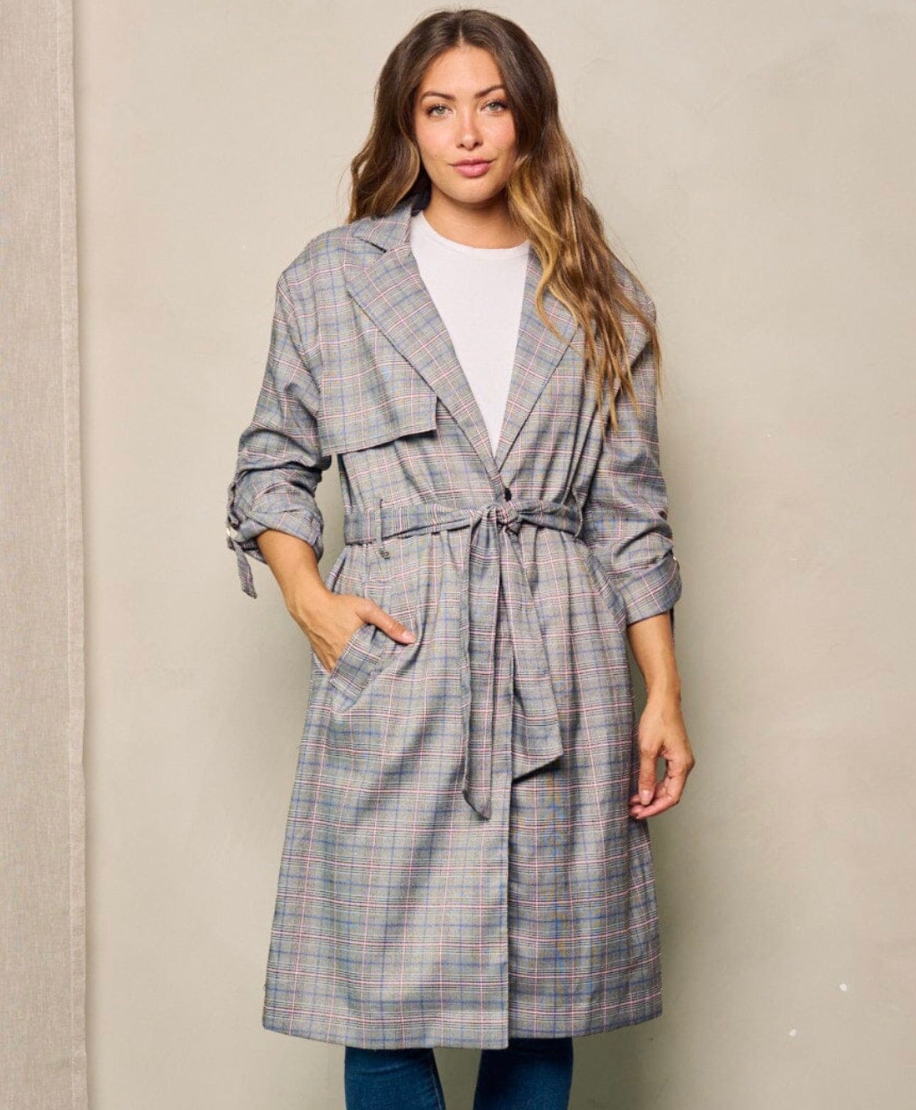Long Plaid Coat