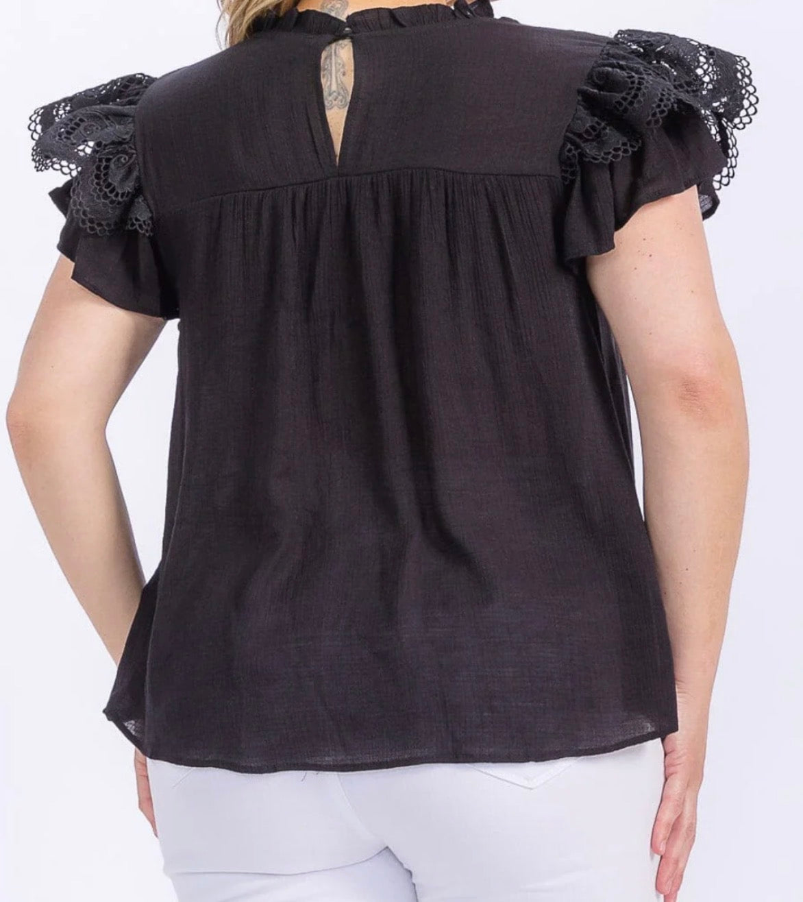 Short Sleeve Ruffle Blouse (Plus Size)