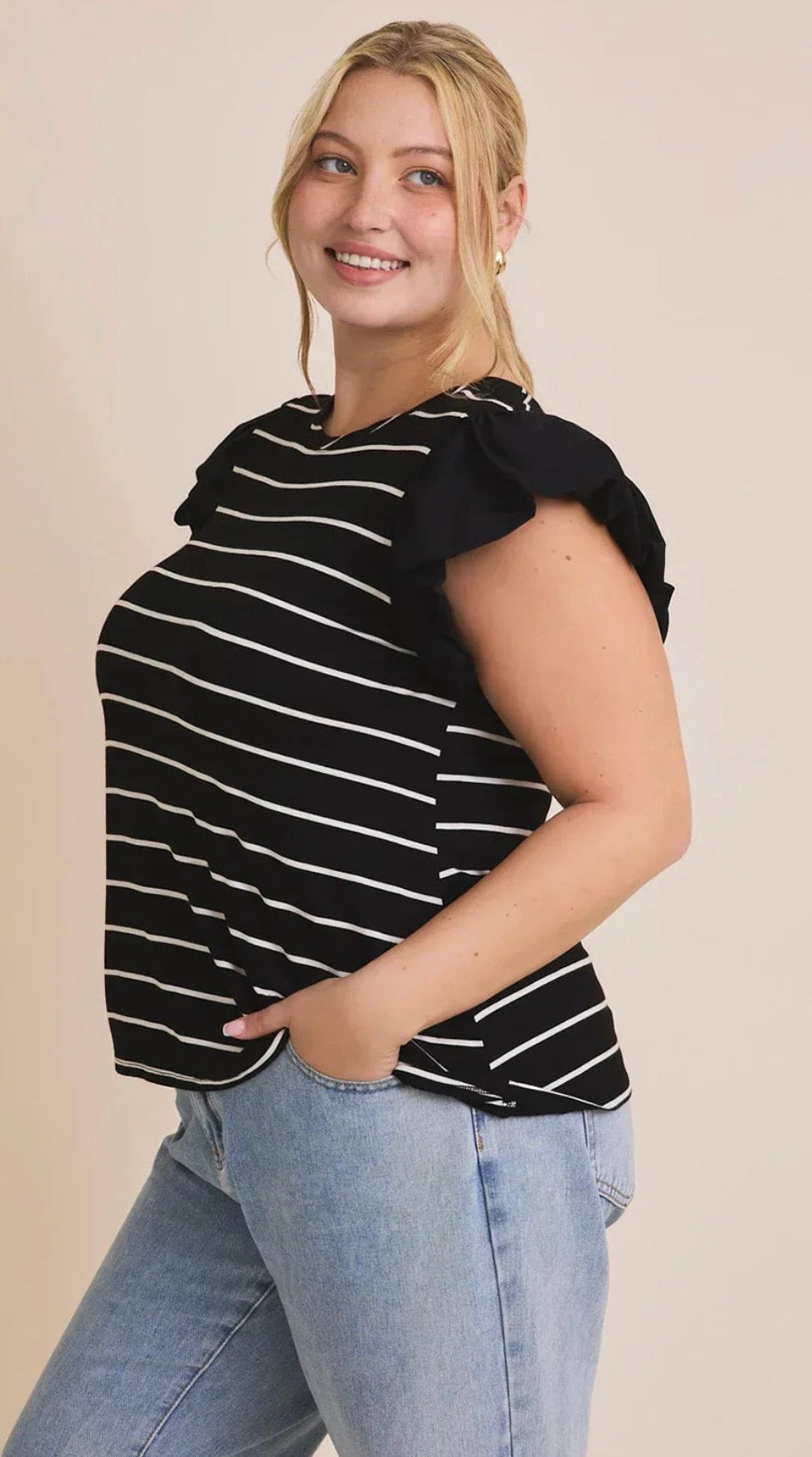 Short Sleeve Ruffle (Plus Size)