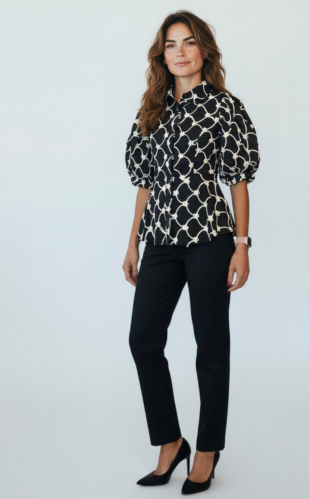 Puff Sleeve Button-Up Top