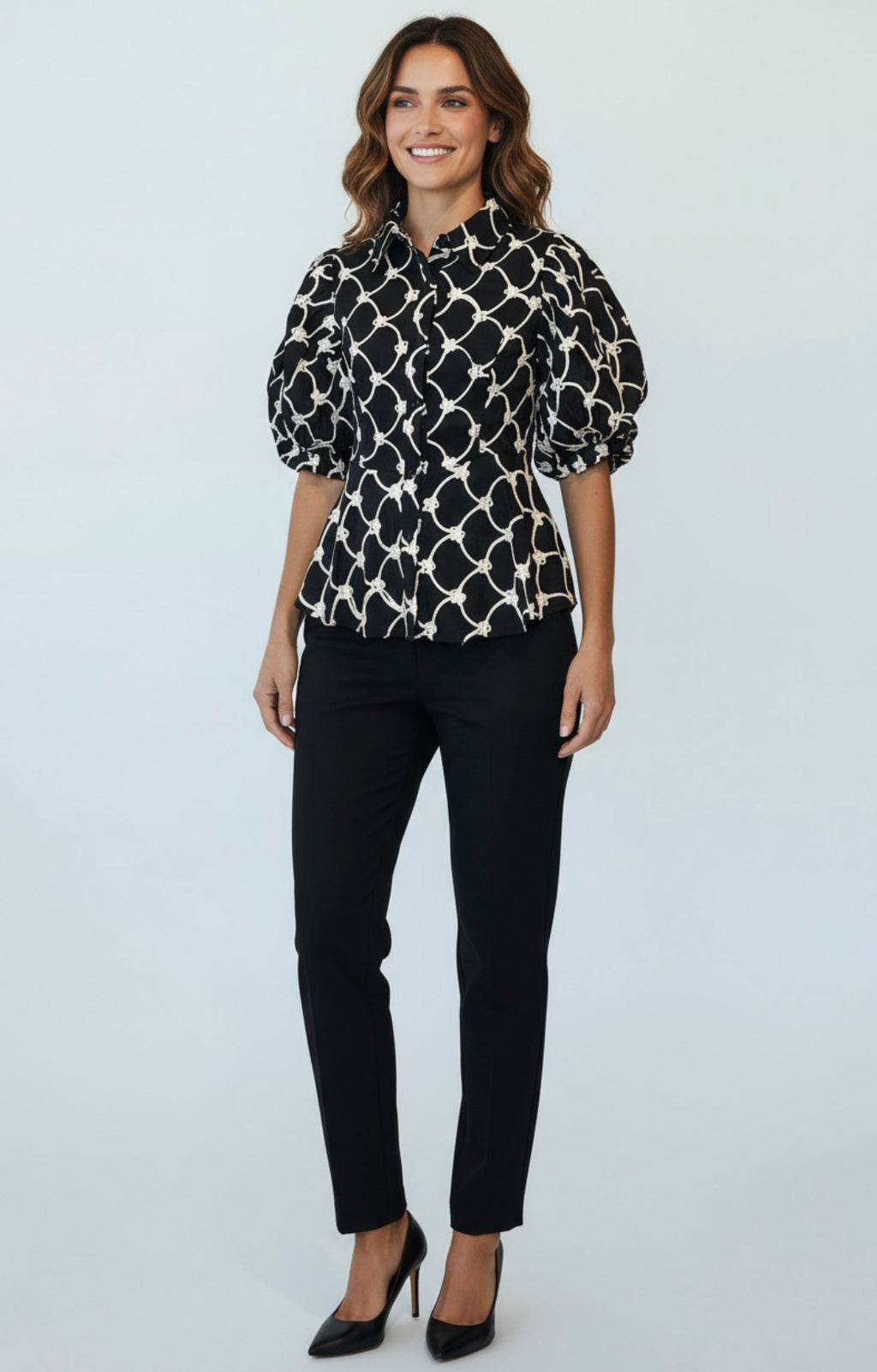 Puff Sleeve Button-Up Top