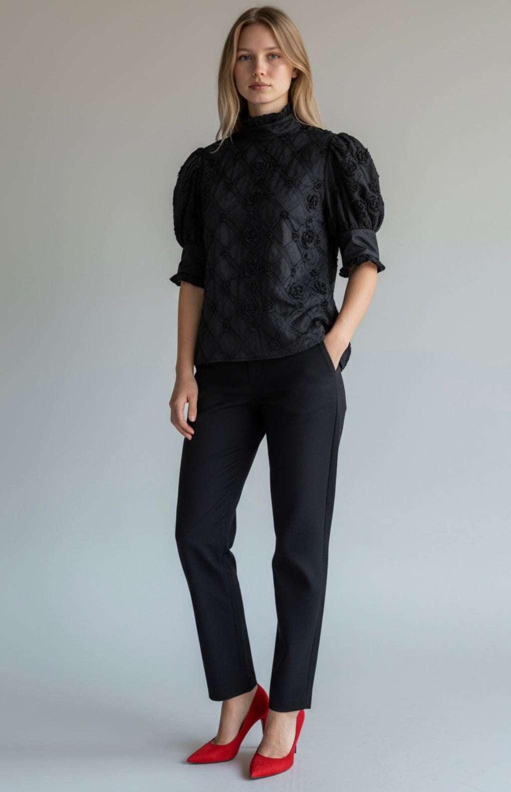 Puff Sleeve Button-Up Top