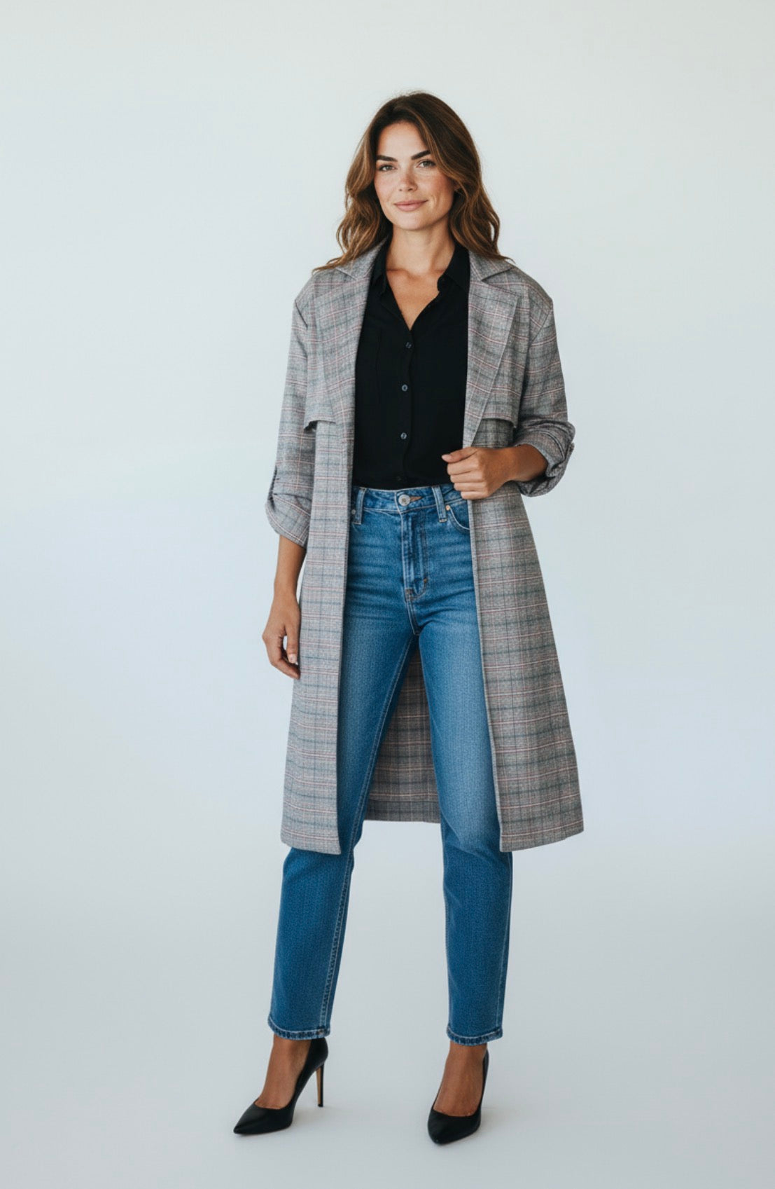 Long Plaid Coat
