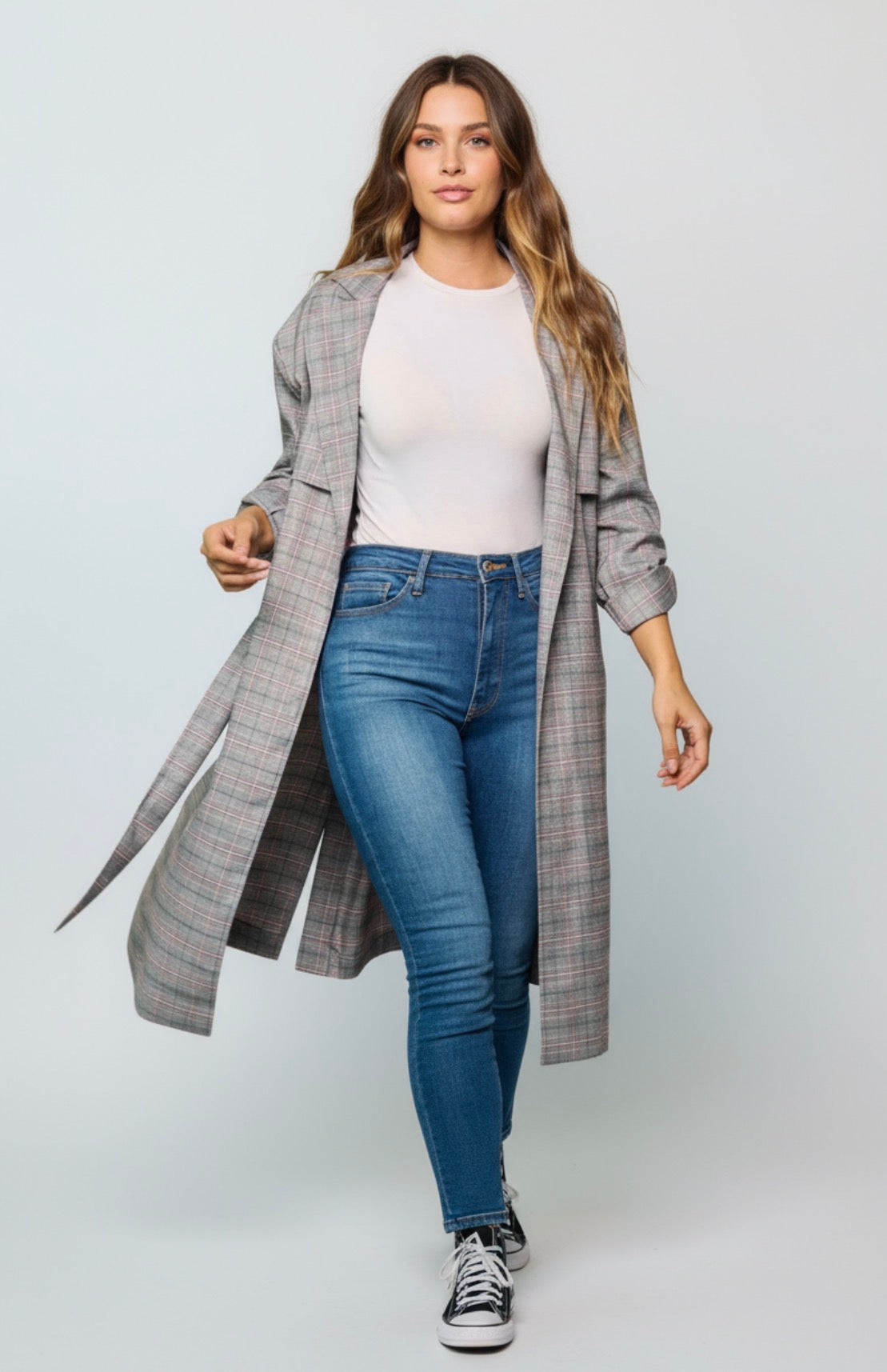 Long Plaid Coat