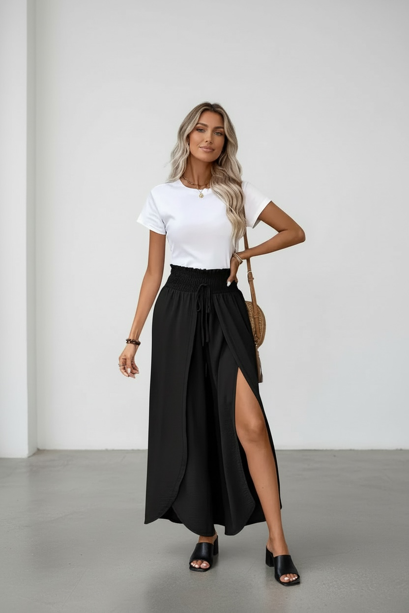 High-Waisted Side Slit Pants