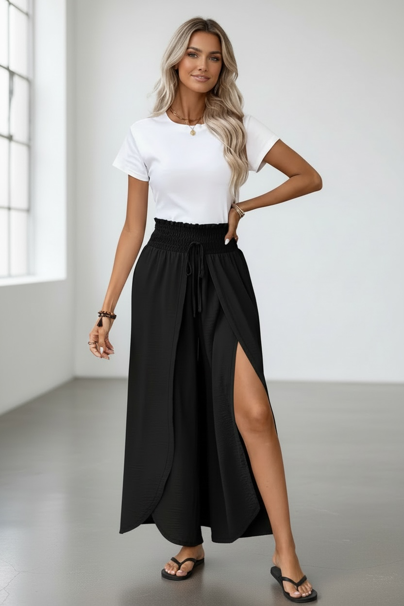 High-Waisted Side Slit Pants