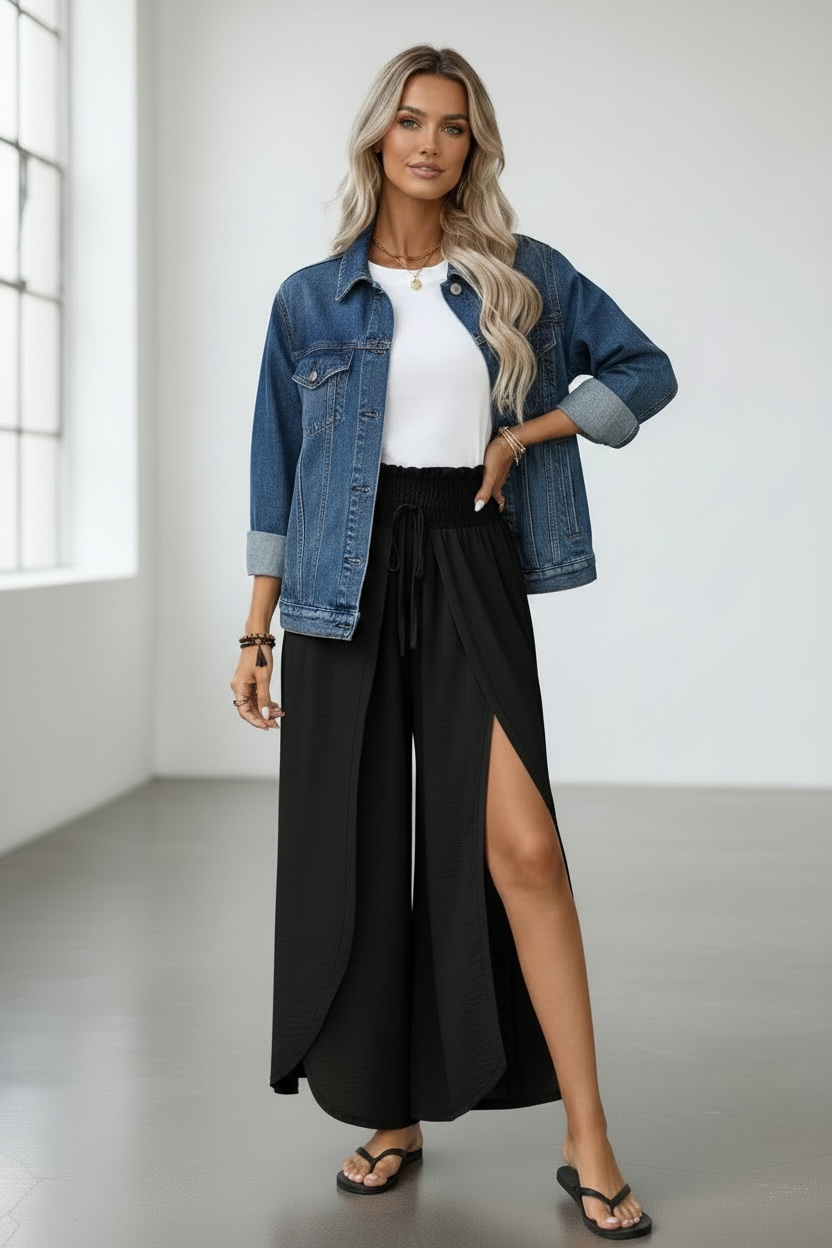 High-Waisted Side Slit Pants